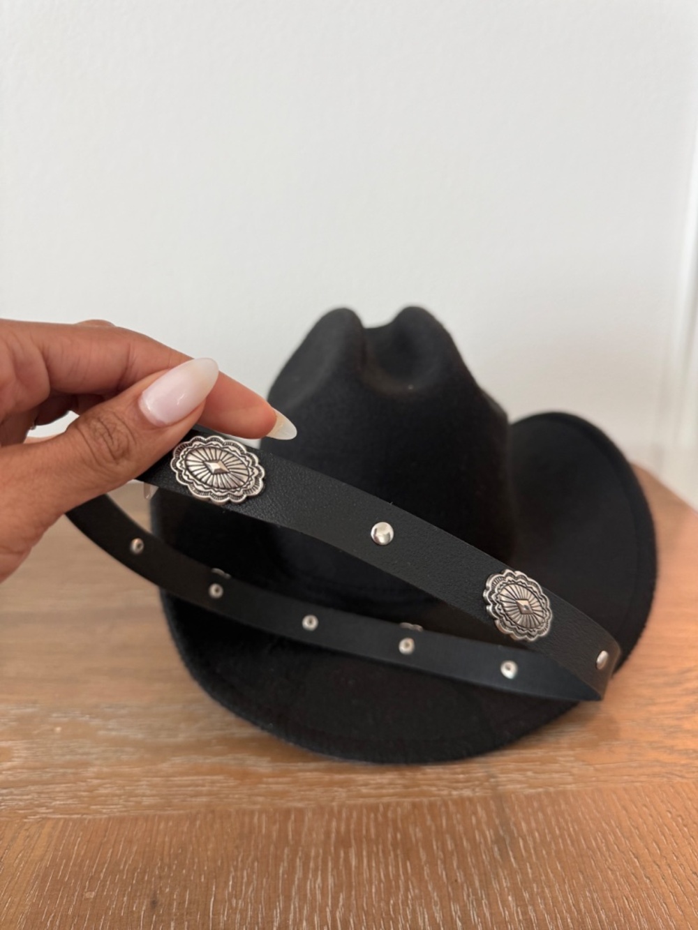 Black Western Cowgirl Hat One Size Rodeo Boho Style - Picture 8 of 8